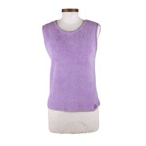 CHANEL S/S 2000 Vintage Lavender Terrycloth Cotton Blend Sleeveless Shirt